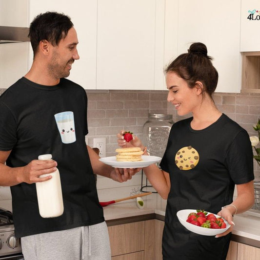 Milk and Cookies Matching Set - Foodie Lovers' Outfits, Perfect Couples' Gift, Valentine's Day Special, Best Food Duo Fun Wear