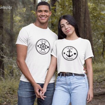 Nautical Themed Matching Outfits Set: 'I'm Her Captain, I'm His Anchor' - Perfect for Boating Enthusiasts