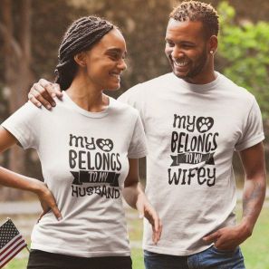 Pet Lovers' Adorable Matching Outfits: 'My Heart Belongs to' Set for Couples