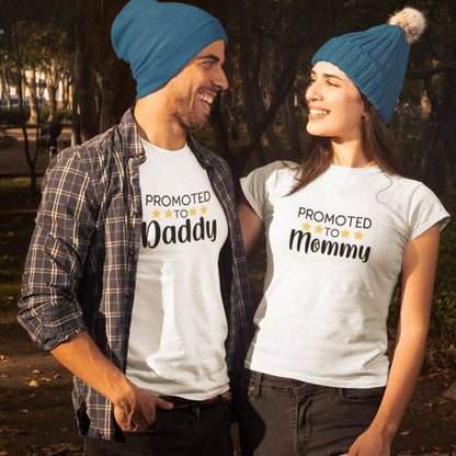 Promote to Daddy/Mommy Matching Set, Perfect Couples Gift, Pregnancy Announcement Outfit