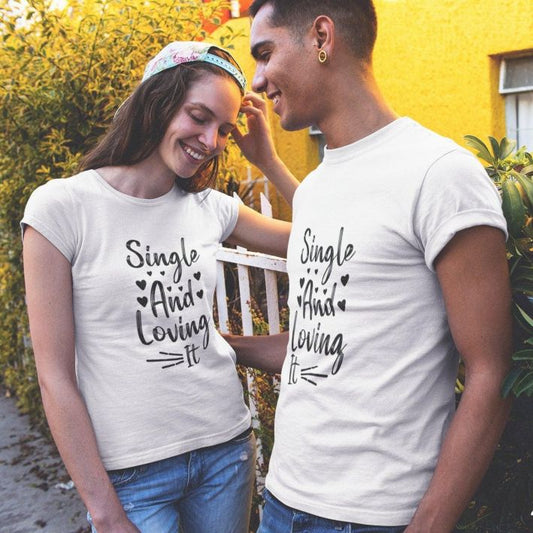 Single and Loving it & Lovers United - Matching Outfits Set for Couples, Perfect Valentine Gift