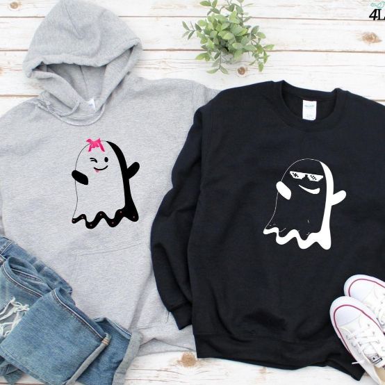 Spooky Ghosts Halloween Matching Outfits for Couples, Friends & Siblings Set