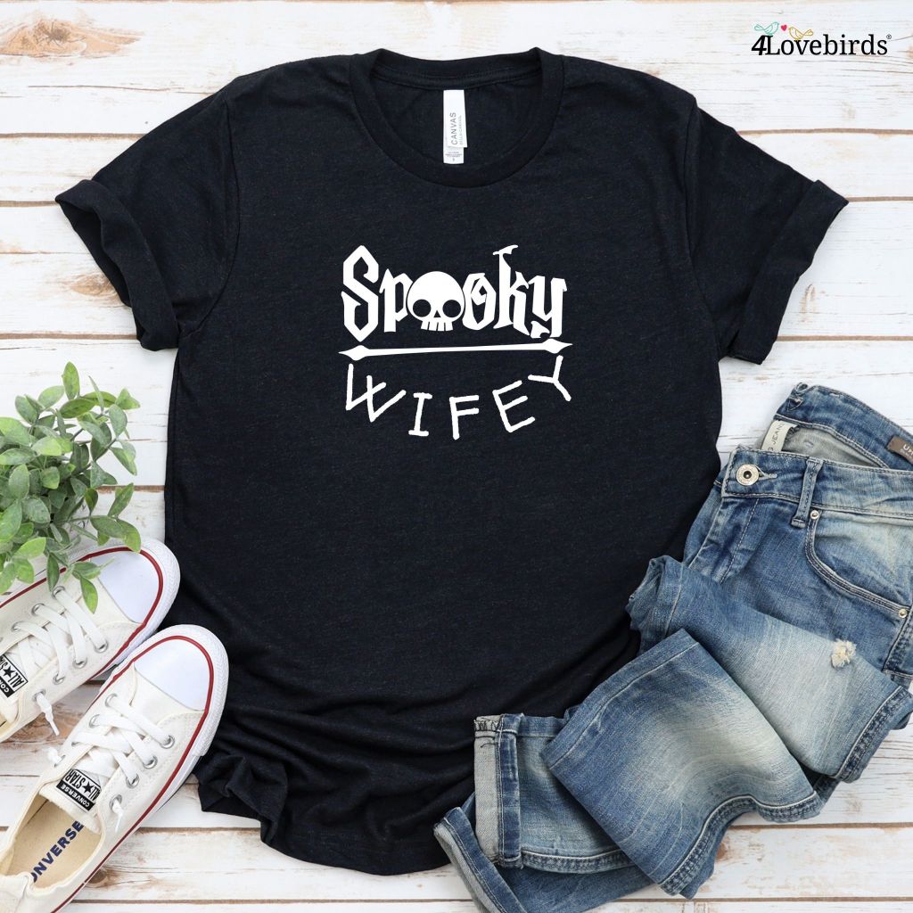 Spooky Hubby & Wifey Halloween Matching Outfits Set, Family Celebratory Design