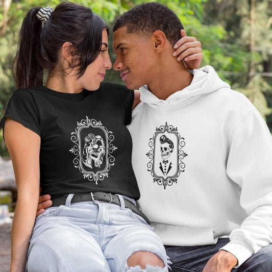 Spooky Skull Matching Set for Couples - Halloween Party & Bachelorette Outfits