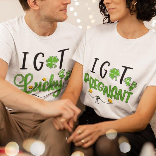 St. Patrick's Day Matching Set: Pregnancy Reveal with 'I Got Lucky' & 'I Got Pregnant' Theme