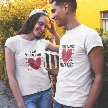 Valentine Video Game Lovers Matching Set - Couples Gaming Geek Gift Outfits