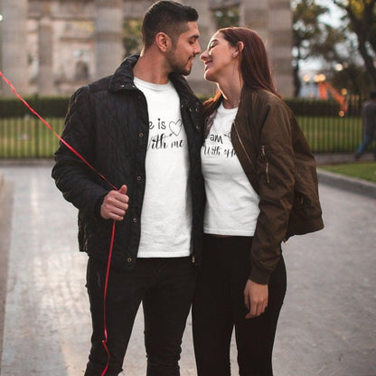 Valentine's Day Matching Outfits Set - 'She is With Me' & 'I am With Him', Gift for Lovebirds