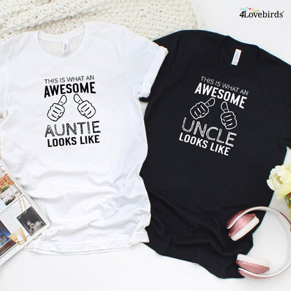 Matching Set Showcasing 'What An Awesome Uncle/Auntie Looks Like', Ideal Gift for Relatives.