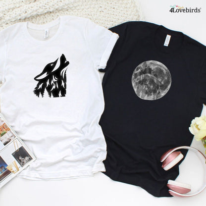 Wolf & Moon Animal Lovers' Matching Outfits Set - Perfect Christmas Gift for Couples