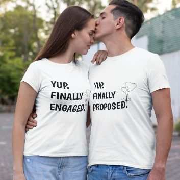Yup Finally Proposed & Yup Finally Engaged, His & Hers, Fiance, Fiancee, Engagement Outfits