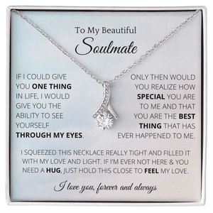 Alluring Necklace To Soulmate Couples Gifts for Girls, Stainless Steel Cubic Zirconia Pendant Ribbon Alluring Necklace, Birthday Christmas Romantic Jewelry For Wife with Message Card Box Personalized - 4Lovebirds