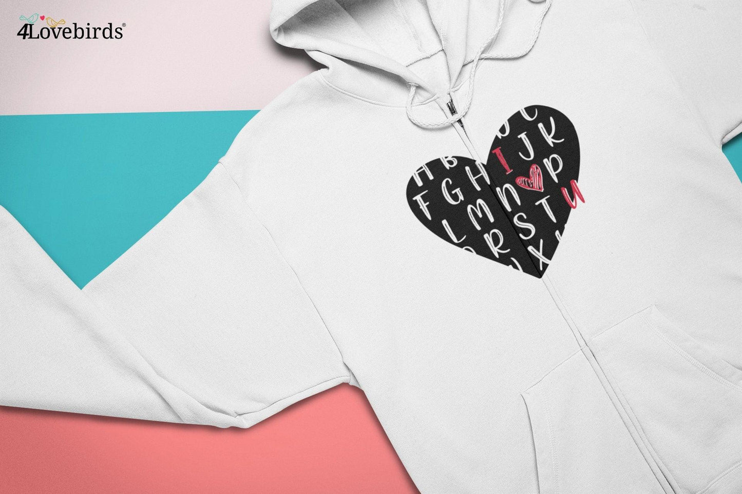 Alphabet of love Hoodie, Lovers matching T-shirt, Gift for Couples, Valentine Sweatshirt, Boyfriend / Girlfriend Longsleeve, Cute Tshirt - 4Lovebirds