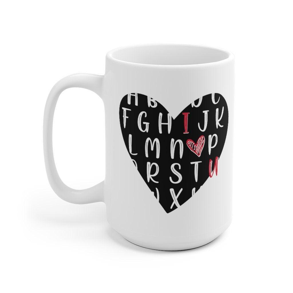 Alphabet of love Mug, Lovers matching Mug, Gift for Couples, Valentine Mug, Boyfriend / Girlfriend Mug, Cute Mug - 4Lovebirds