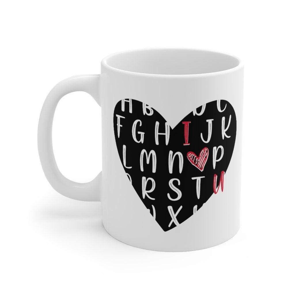 Alphabet of love Mug, Lovers matching Mug, Gift for Couples, Valentine Mug, Boyfriend / Girlfriend Mug, Cute Mug - 4Lovebirds