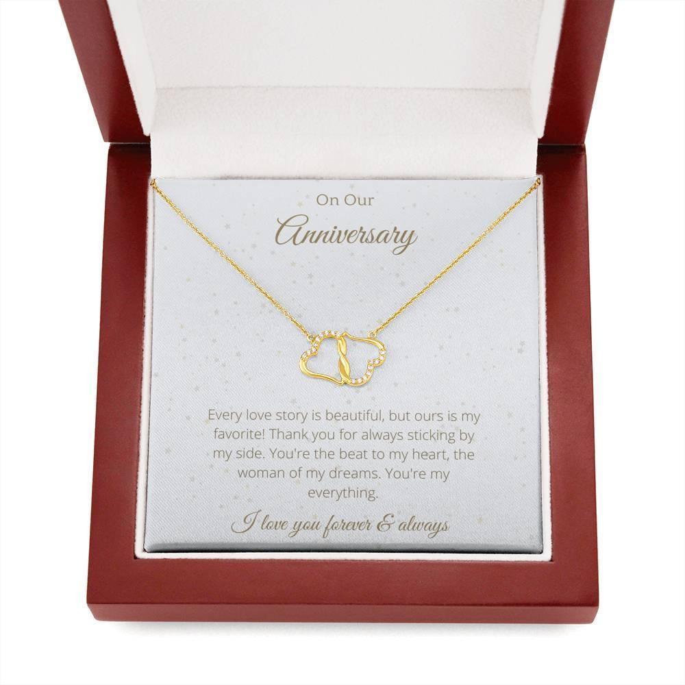 Anniversary Solid Gold Necklace With Real Diamonds - 4Lovebirds