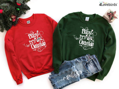 Baby its Covid Outside Hoodie, Funny Christmas Sweatshirt, Cute Christmas Long Sleeve Shirt, Christmas Sweater, Christmas Family Gifts - 4Lovebirds