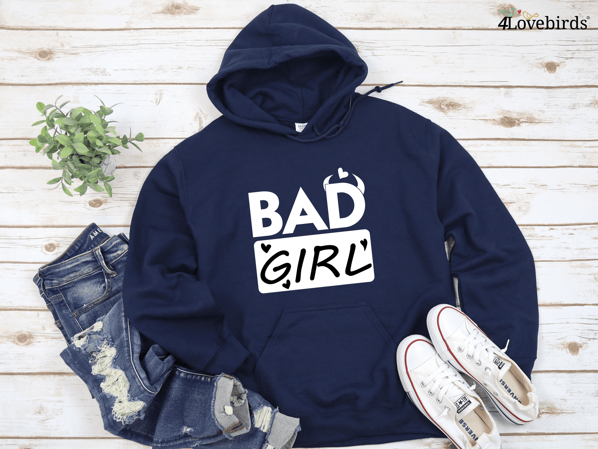 Bad Boy and Bad Girl Hoodie, Boy and Girl Sweatshirt, Couple Matching Longsleeve, Valentine Shirt, Bad boy shirt, Bad girl shirt, 14 feb - 4Lovebirds