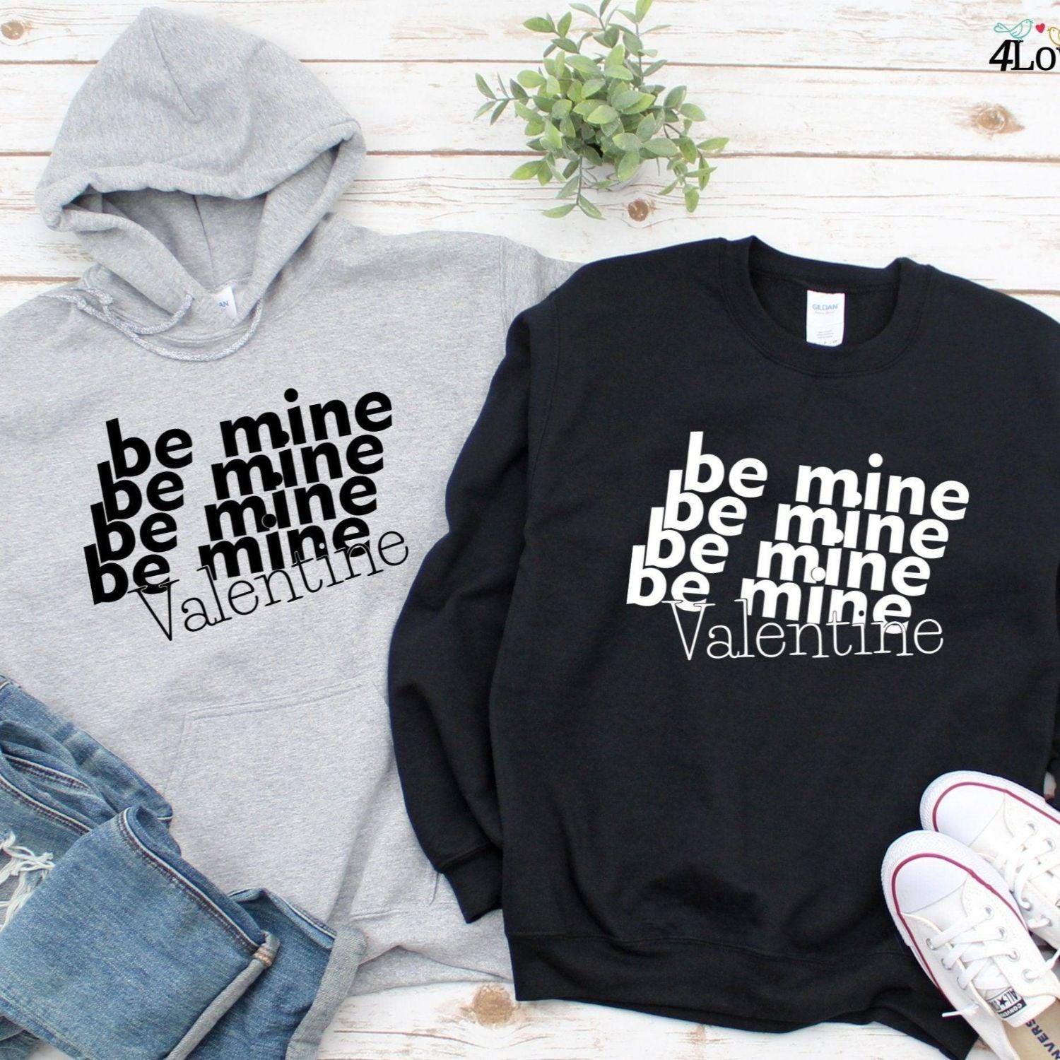 Be Mine Valentine's Gift: Matching Set - Retro Love Shirt & Sweatshirt - 4Lovebirds