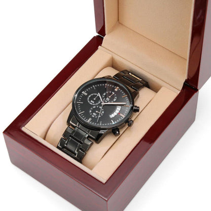 Best Man Engraved Design Black Chronograph Watch - 4Lovebirds