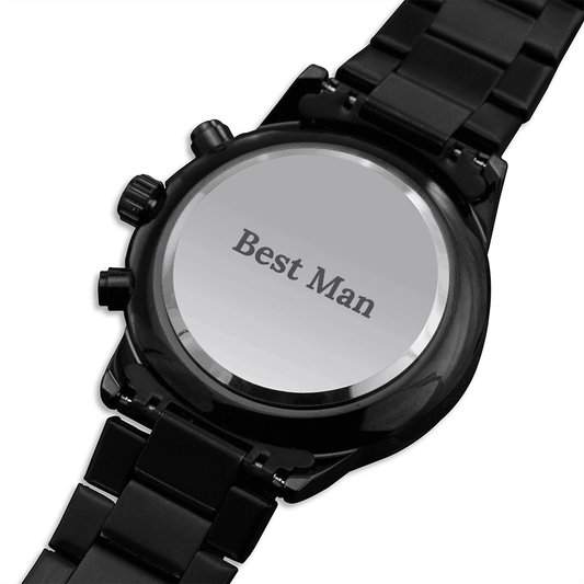 Best Man Engraved Design Black Chronograph Watch - 4Lovebirds