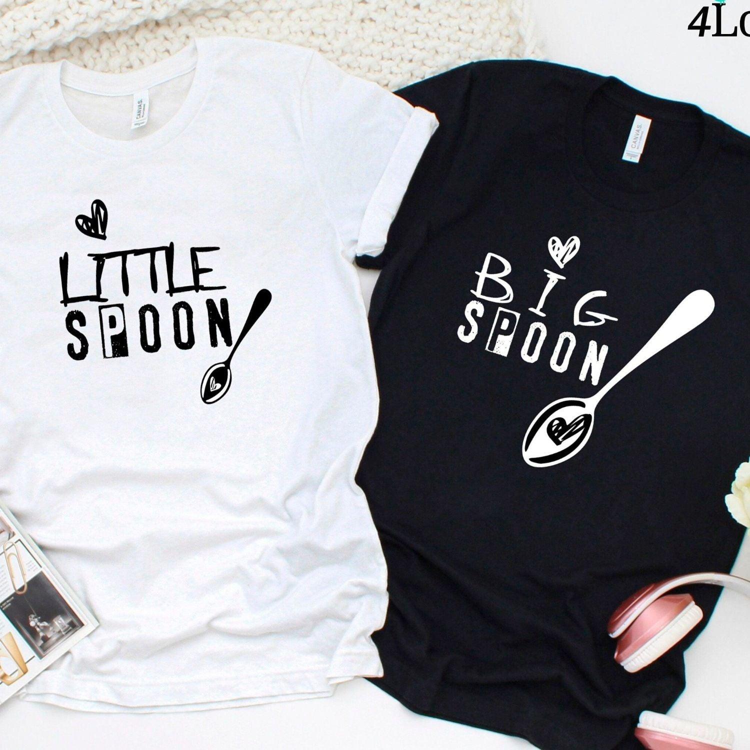 Big Spoon Little Spoon Matching Set - Valentines Gift For Couples, His And Hers Apparel, Newlywed Tees - 4Lovebirds