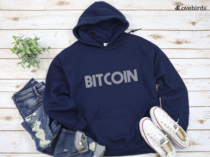 Bitcoin Couple Matching Hoodie, Wedding Anniversary Sweatshirt, Long sleeve for Couples, Matching Gifts, Couple Gifts, Valentine's Day Gift - 4Lovebirds