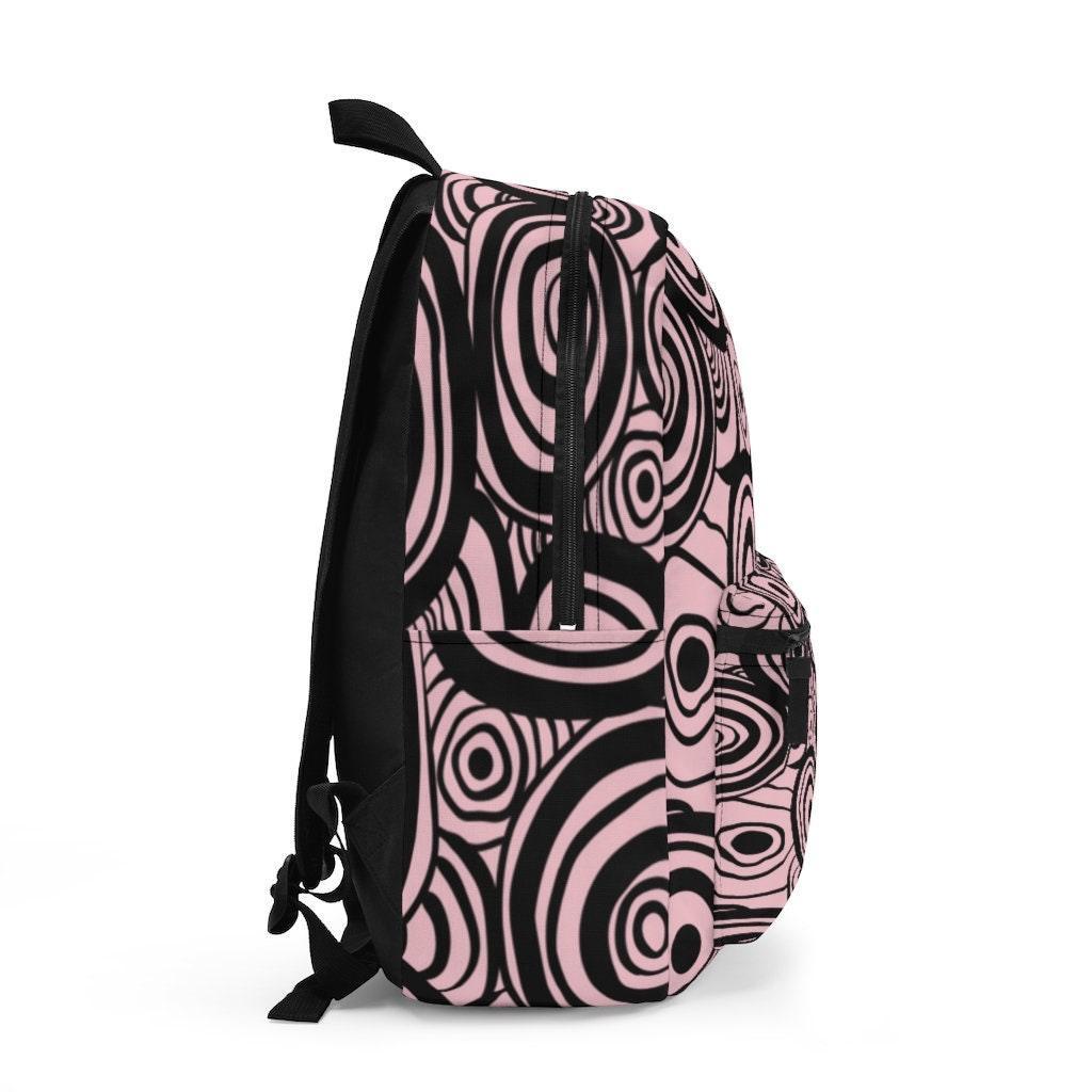 Black Circles Backpack, College Backpack, Teens Backpack everyday use, Travel Backpack, Weekend bag, Laptop Backpack - 4Lovebirds