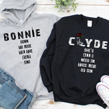 Bonnie & Clyde Matching Set: Ride Or Die Sweatshirts, Longsleeves, Shirts & Gun/Bullet Apparel - 4Lovebirds