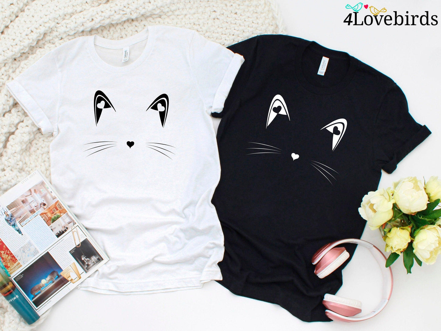 Cat Shirt Kitty Kitten Hoodie | I Love Cats | Funny Present | Animal Lover T-shirt | Whiskers Face | Cat Lover Cute Shirt I women, girl - 4Lovebirds