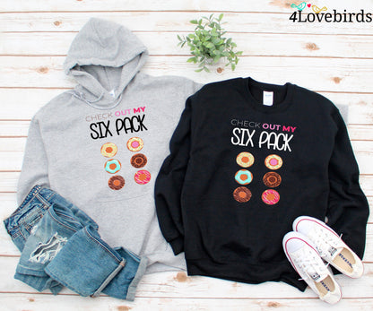 Check Out My Six Pack Hoodie, Donut Lover Shirt, Funny Gym Shirt, Six Pack Sweather, Funny Workout Gym Shirt, Donut Shirt, Funny Donut Shirt - 4Lovebirds