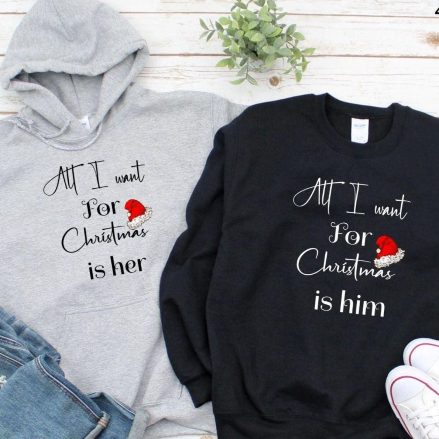 Christmas Matching Set: All I Want for Christmas is Him/Her - Perfect Festive Outfits - 4Lovebirds