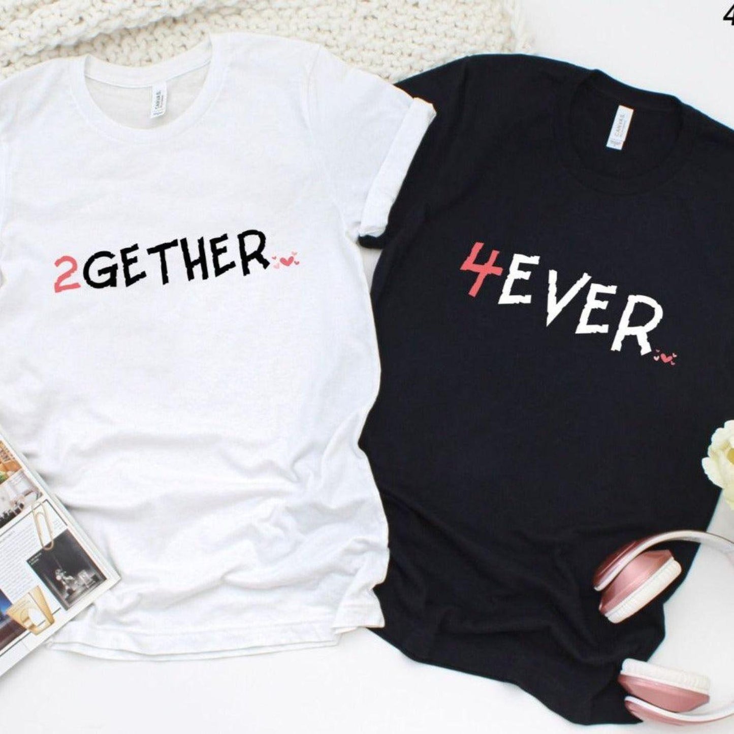 Classic Duo: "2gether 4ever" Couple's Matching Outfits - Perfect Anniversary & Love-Gift Set - 4Lovebirds