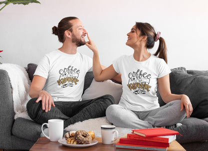 Coffee Is My Valentine Hoodie, Funny matching T-shirt, Gift for Couples, Valentine Sweatshirt, Boyfriend and Girlfriend Longsleeve - 4Lovebirds