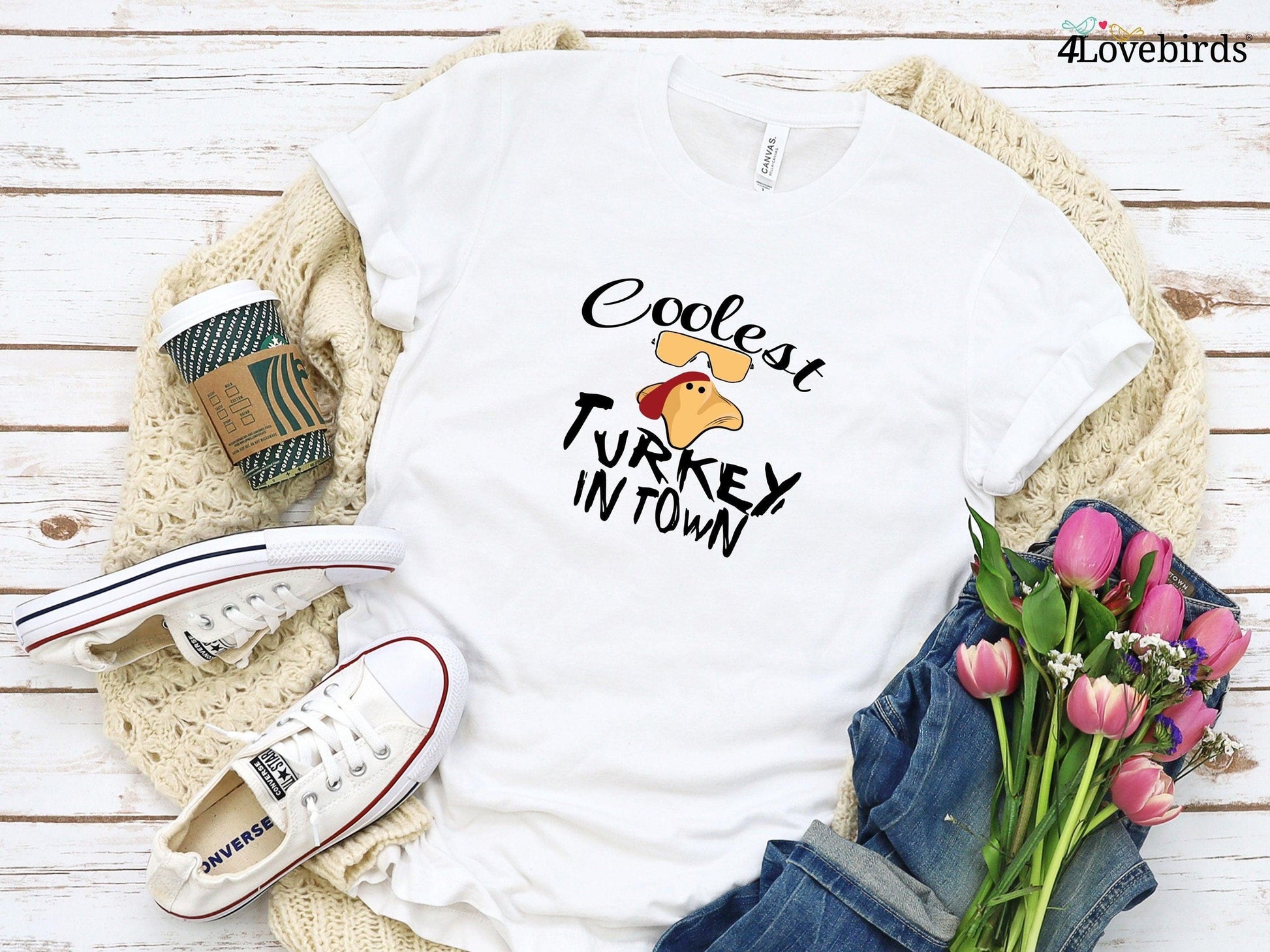 Coolest Turkey in Town Hoodie, Funny Thanksgiving Sweatshirt, Thankful Long Sleeve Shirt, Fall Shirt, Hello Pumpkin,Family Matching Shirt - 4Lovebirds