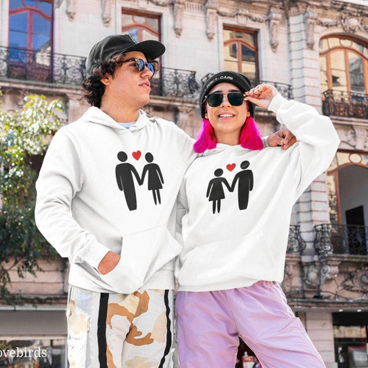 Couple Silhouette Matching Set: Lovers Outfits, Gift for Couples, Valentine Sweatshirt & Tee - 4Lovebirds