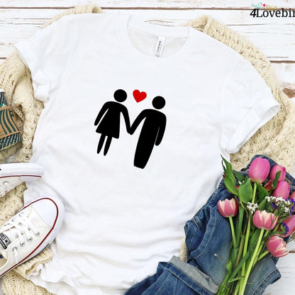 Couple Silhouette Matching Set: Lovers Outfits, Gift for Couples, Valentine Sweatshirt & Tee - 4Lovebirds