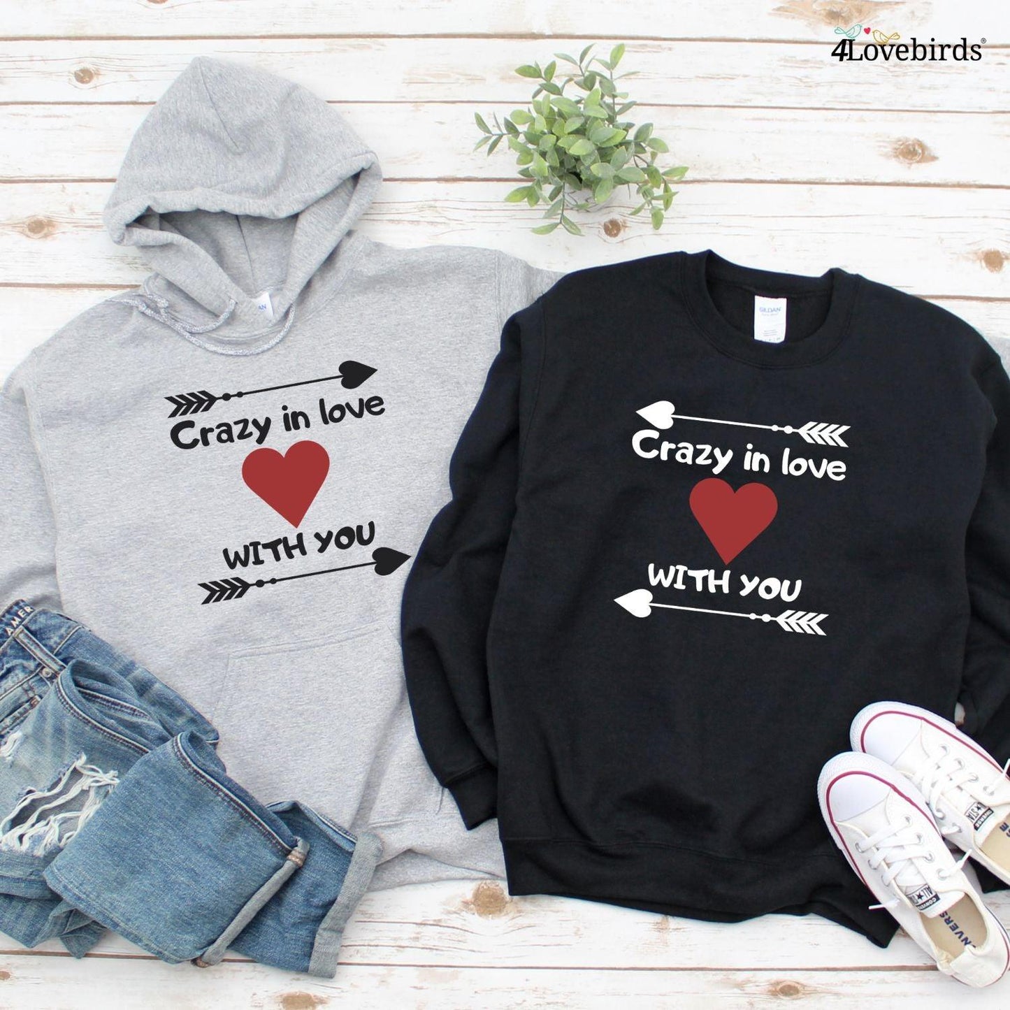 Crazy in Love With You Matching Outfits: Gifts for Couples, Valentine Ensemble, BF/GF - 4Lovebirds