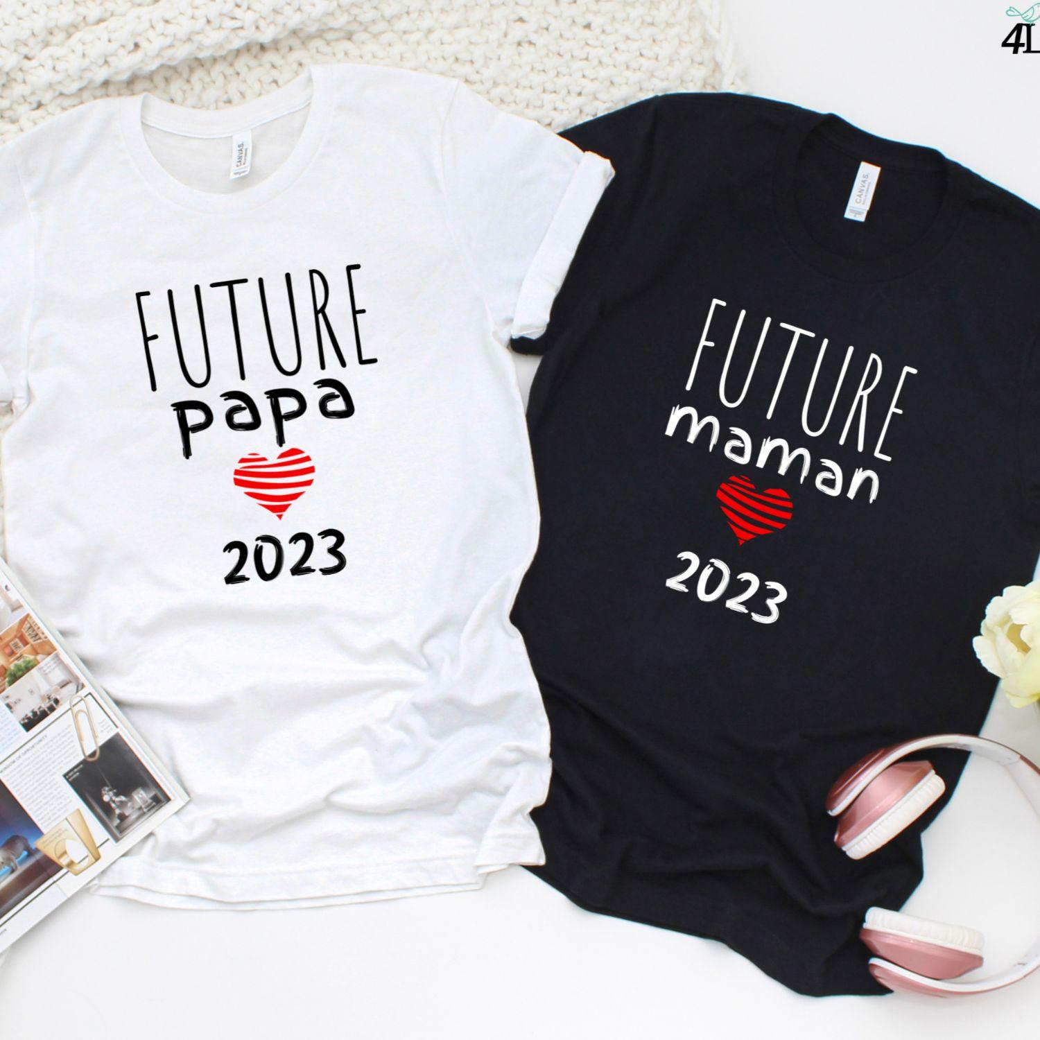 Custom Matching Outfits: Maman Papa Pregnancy Reveal for Aspiring French Families! - 4Lovebirds