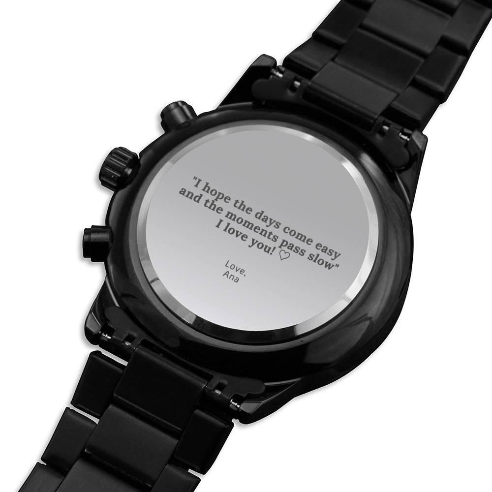 Customized Black Chronograph Watch - 4Lovebirds