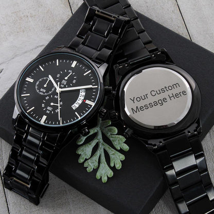 Customized Black Chronograph Watch (Optional Box) - 4Lovebirds