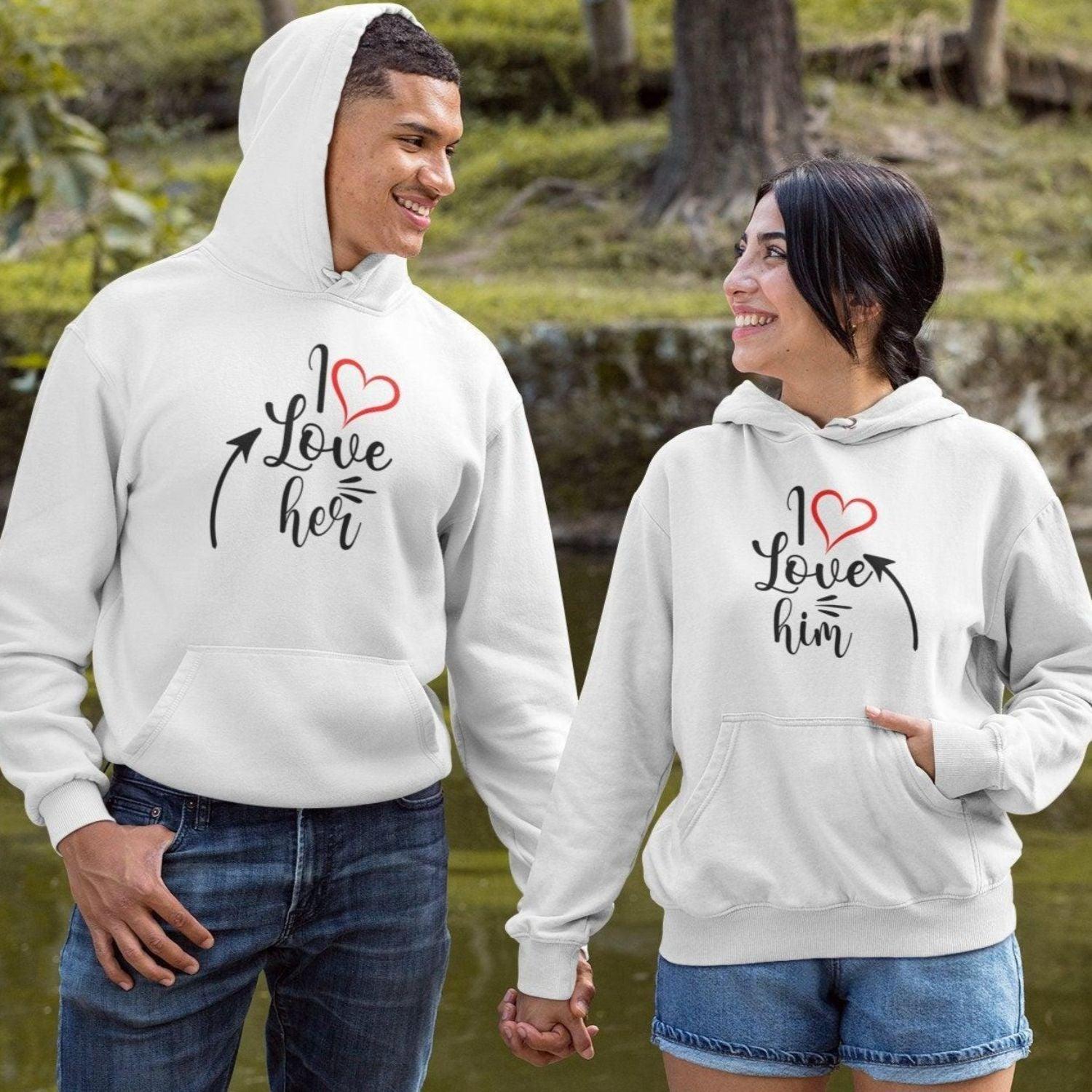 Cute Couples' Matching Outfits: Adorable I Love Him/Her Valentine Set, Ideal Gift - 4Lovebirds