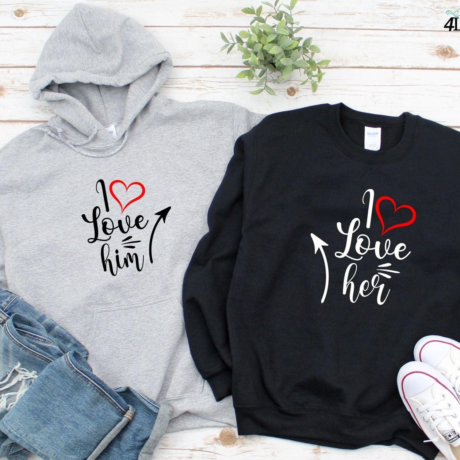 Cute Couples' Matching Outfits: Adorable I Love Him/Her Valentine Set, Ideal Gift - 4Lovebirds