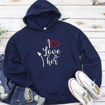 Cute Couples' Matching Outfits: Adorable I Love Him/Her Valentine Set, Ideal Gift - 4Lovebirds