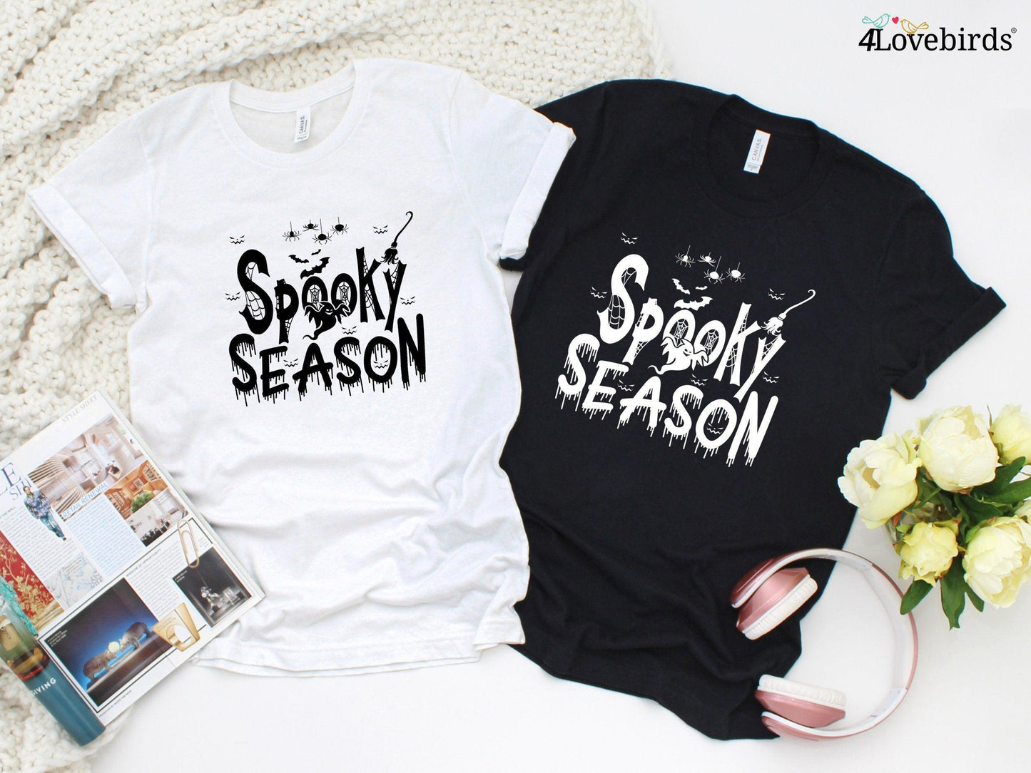 Cute Spooky Season Hoodie, Women's Halloween Sweatshirt, Spooky Season Long Sleeve Shirt, Trick or Treat Costume For Couples, Couple Gifts - 4Lovebirds