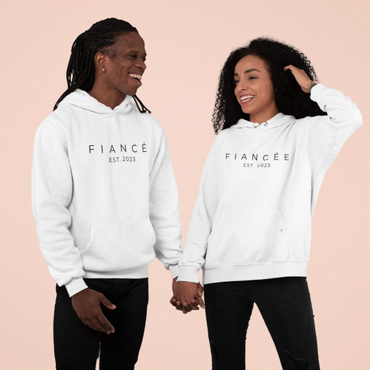 Engaging Fiancé & Fiancée Custom Matching Sets | Add Your EST Date | Perfect for Bridal Parties & Engagement Events! - 4Lovebirds