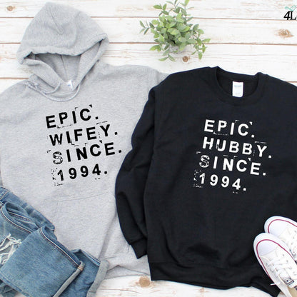 Epic Hubby & Wifey Since [Date] - Custom Matching Set for Couples' Outfits - 4Lovebirds