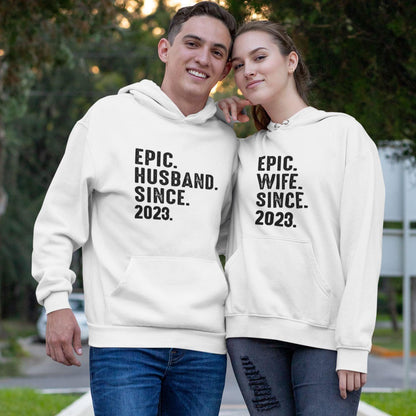 Epic Husband-Wife Since [Date] Custom Matching Set | Couple's Anniversary Outfit Gift | Unique Presents for Him & Her - 4Lovebirds