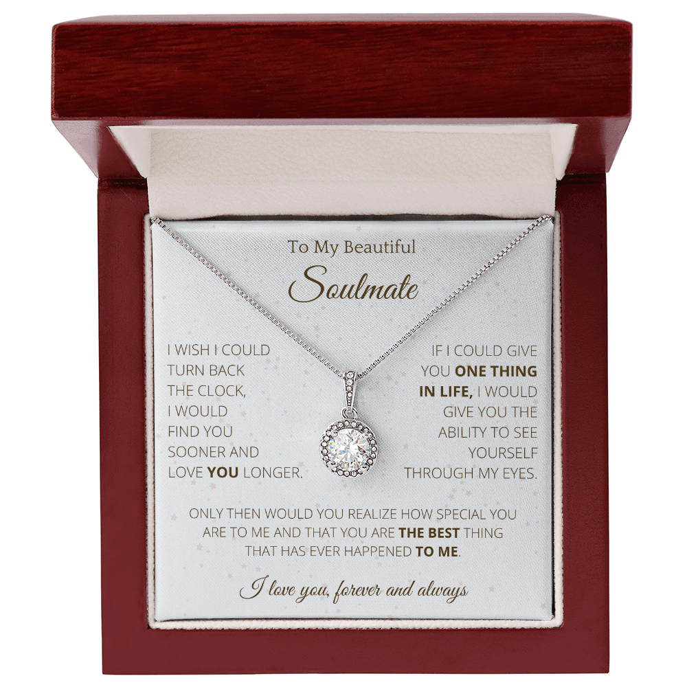 Eternal Necklace To Soulmate Couples Gifts for Girls, Stainless Steel Cubic Zirconia Pendant Love Necklace, Birthday Christmas Romantic Jewelry For Wife with Message Card Box Personalized - 4Lovebirds