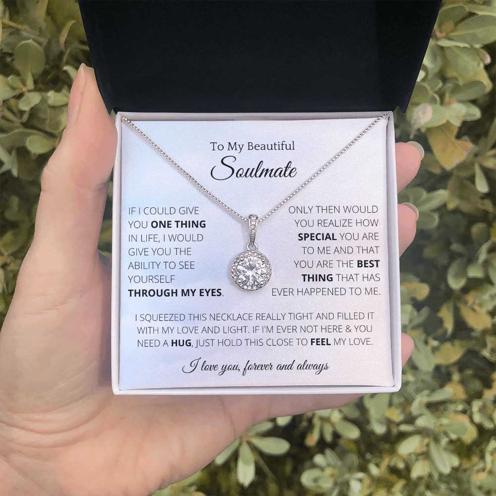 Eternal Necklace To Soulmate Couples Gifts for Girls, Stainless Steel Cubic Zirconia Pendant Love Necklace, Birthday Christmas Romantic Jewelry For Wife with Message Card Box Personalized - 4Lovebirds