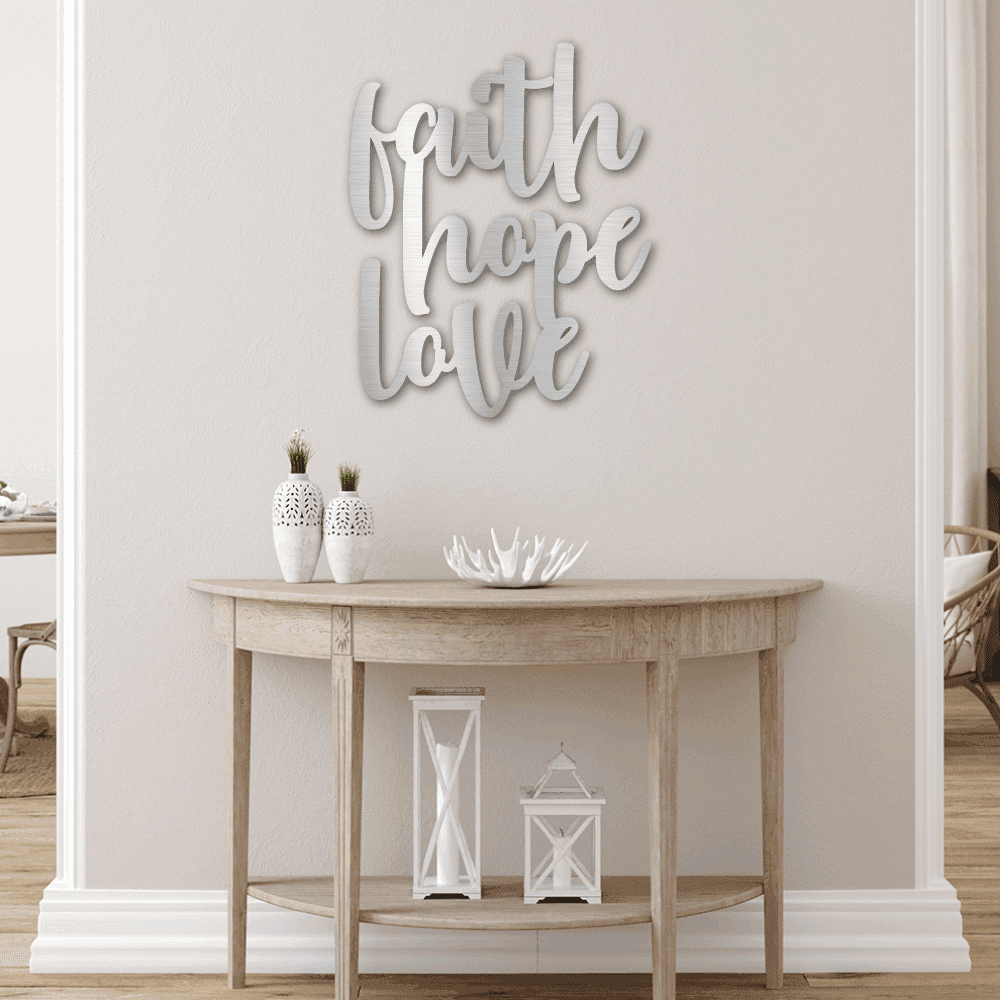 Faith Hope Love Monogram - Metal Street Sign - Wedding Gift - 4Lovebirds